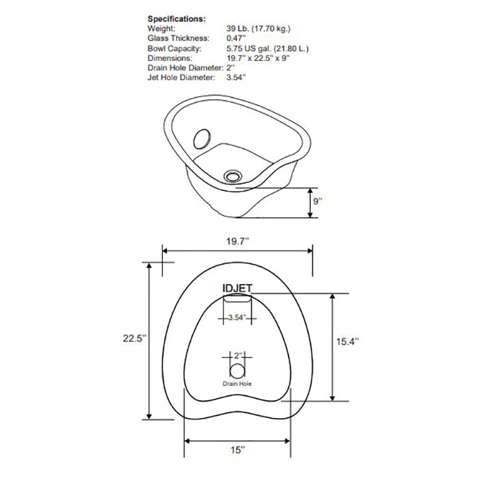 Gs5012 - Heartshape Glass Pedicure Bowl